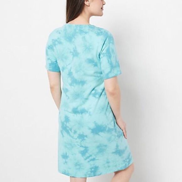 Denim & Co. French Terry Crystal Wash Tie-Dye T-Shirt Dress - Picture 3 of 6